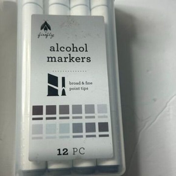 Firefly Alcohol Markers 12 Pc Set Broad & Fine Point Tips Assorted Colors - NEW - Picture 7 of 7